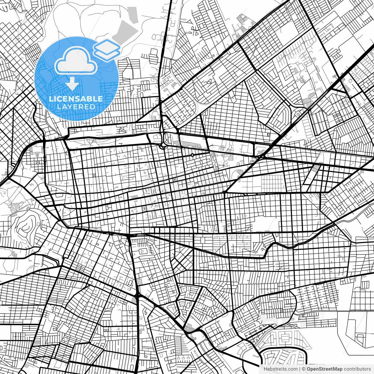 Layered PDF map of Durango, Durango, Mexico