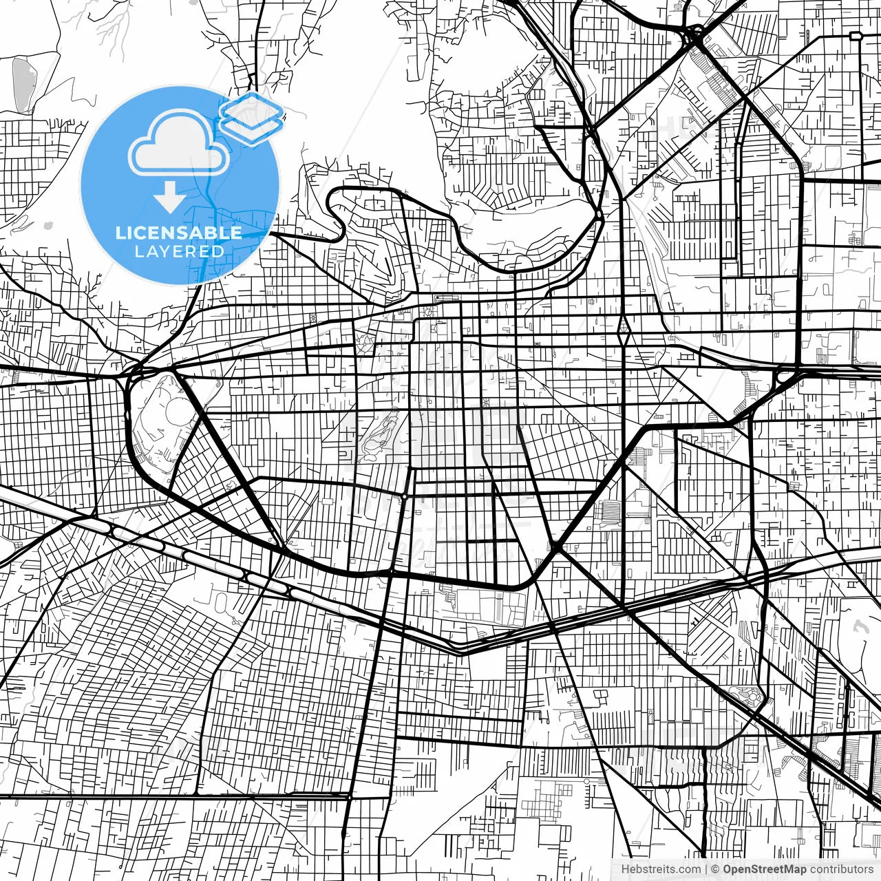 Layered PDF map of Toluca, México, Mexico
