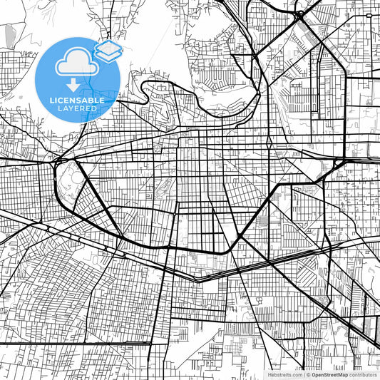 Layered PDF map of Toluca, México, Mexico