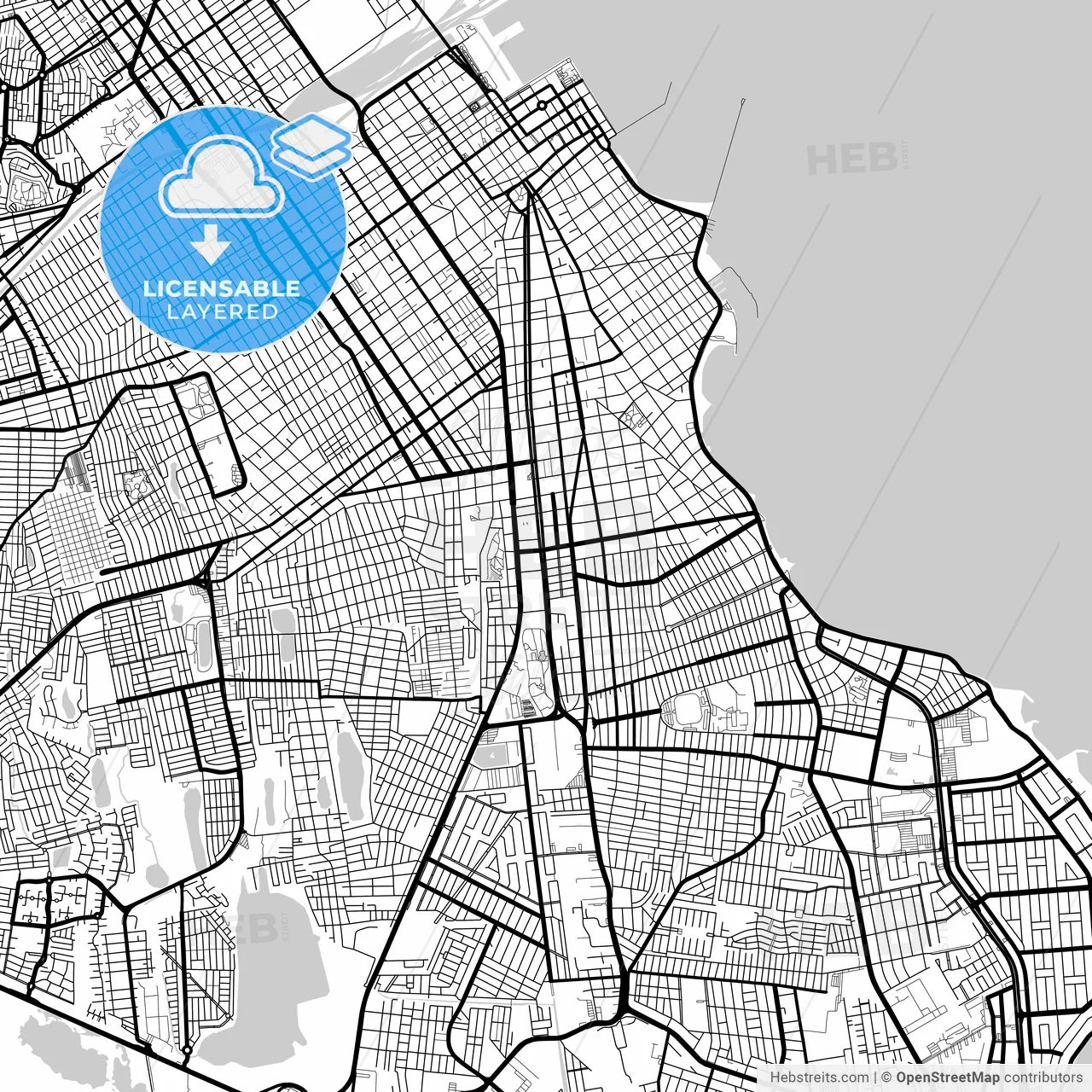 Layered PDF map of Veracruz, Veracruz, Mexico