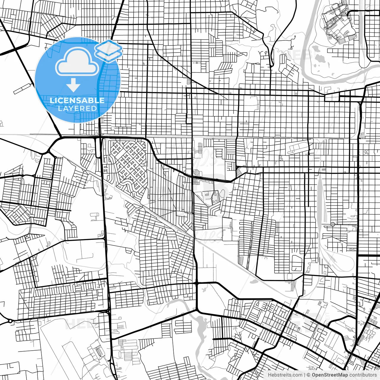Layered PDF map of Nuevo Laredo, Tamaulipas, Mexico