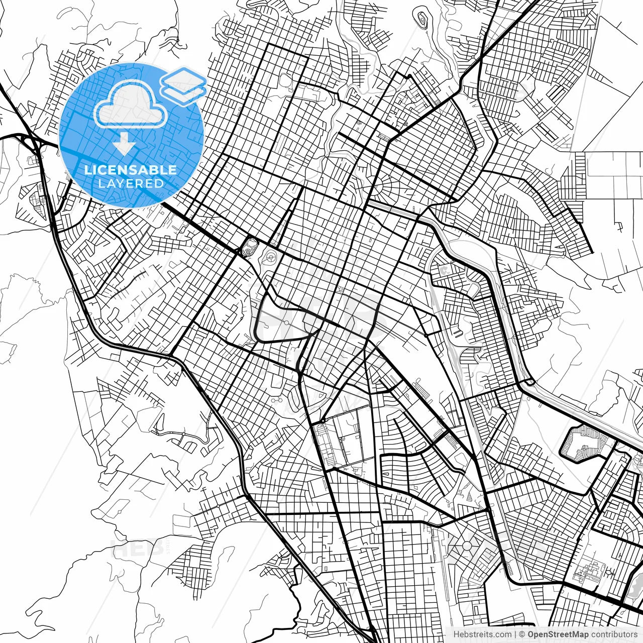 Layered PDF map of Tepic, Nayarit, Mexico