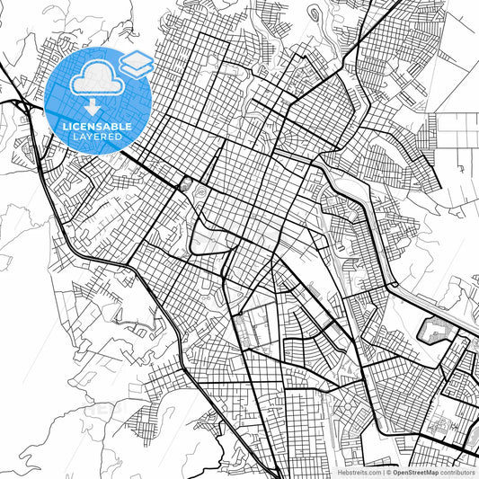 Layered PDF map of Tepic, Nayarit, Mexico