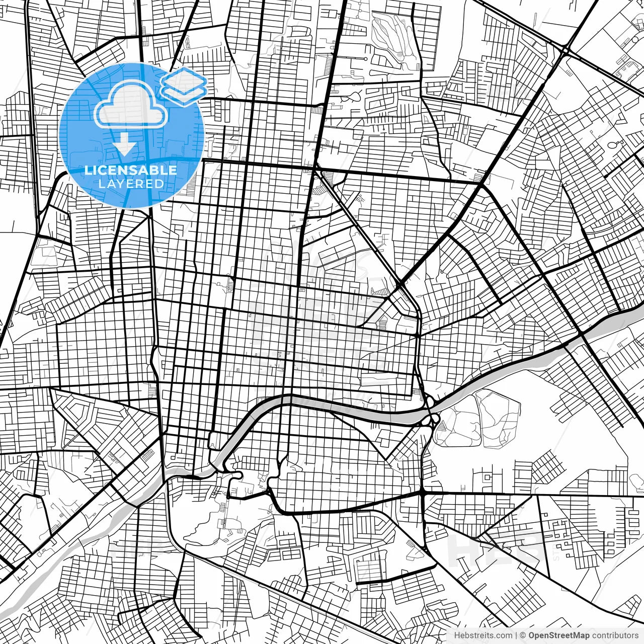 Layered PDF map of Ciudad Victoria, Tamaulipas, Mexico