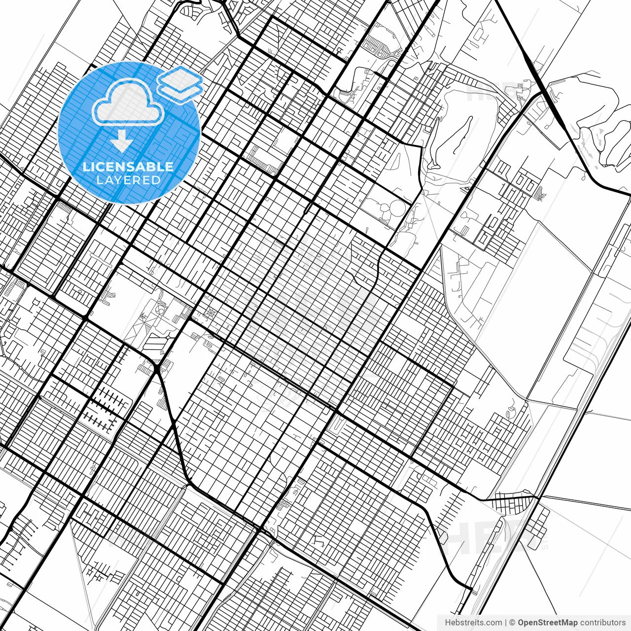 Layered PDF map of Los Mochis, Sinaloa, Mexico