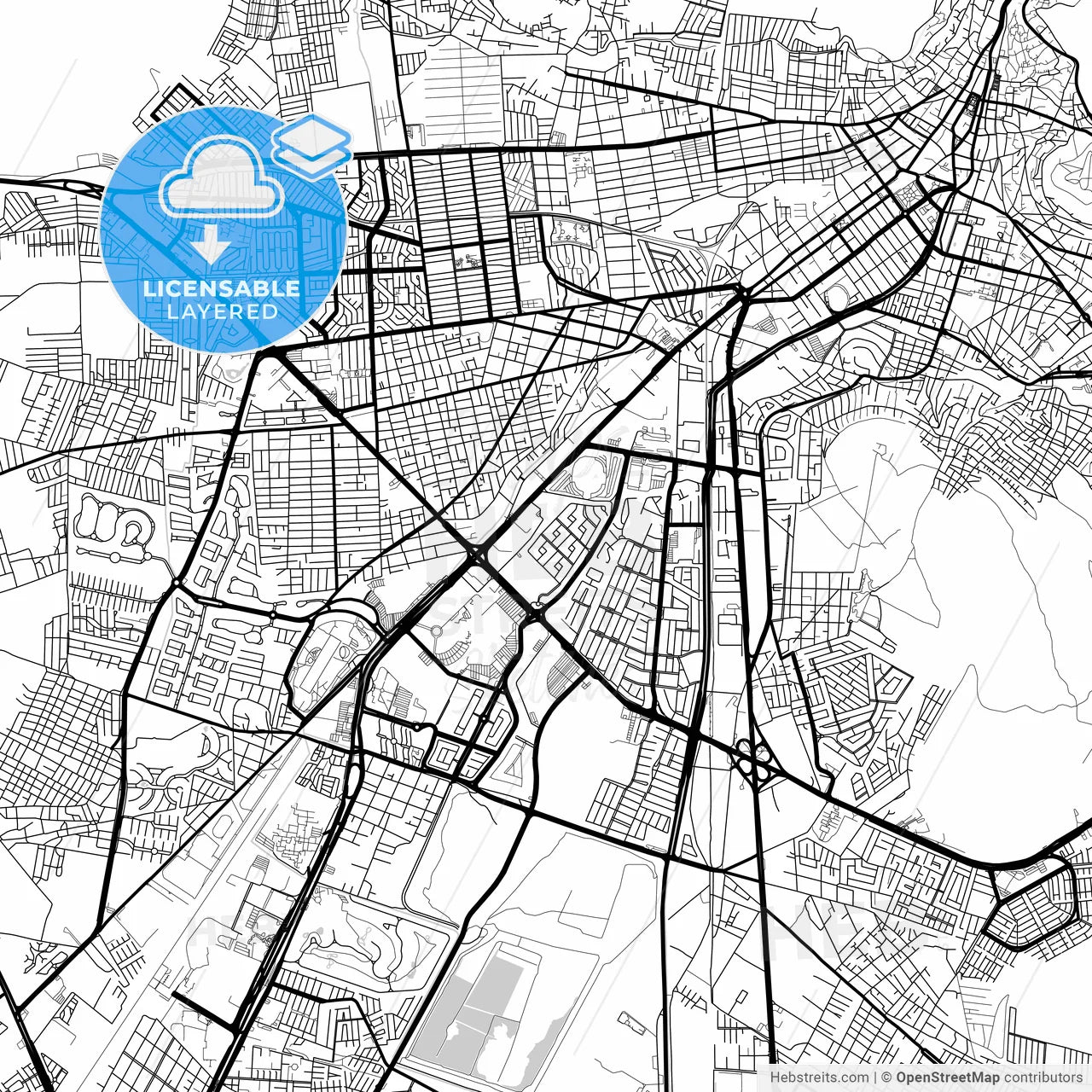 Layered PDF map of Pachuca, Hidalgo, Mexico