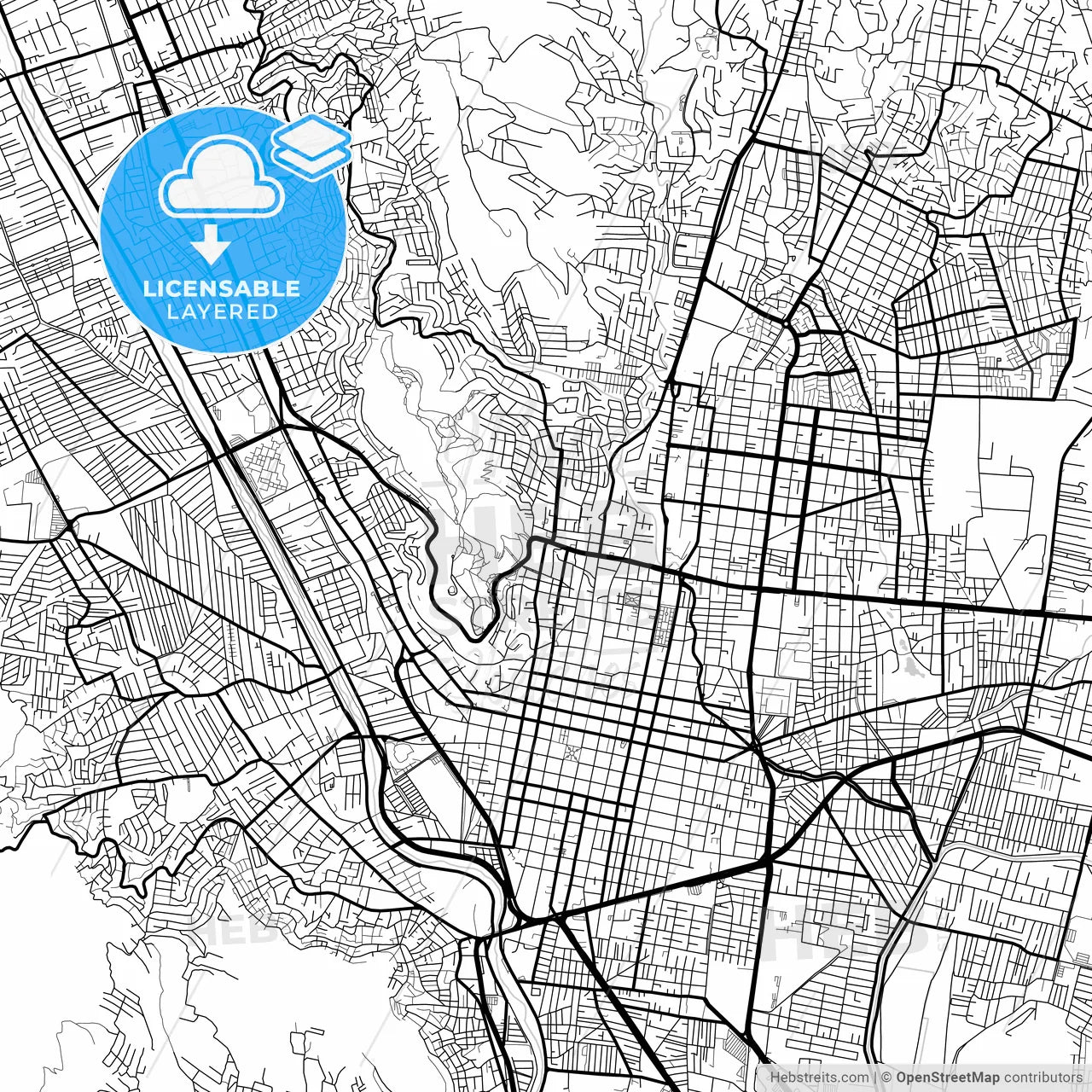Layered PDF map of Oaxaca, Oaxaca, Mexico