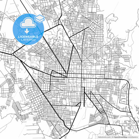 Layered PDF map of Tehuacán, Puebla, Mexico