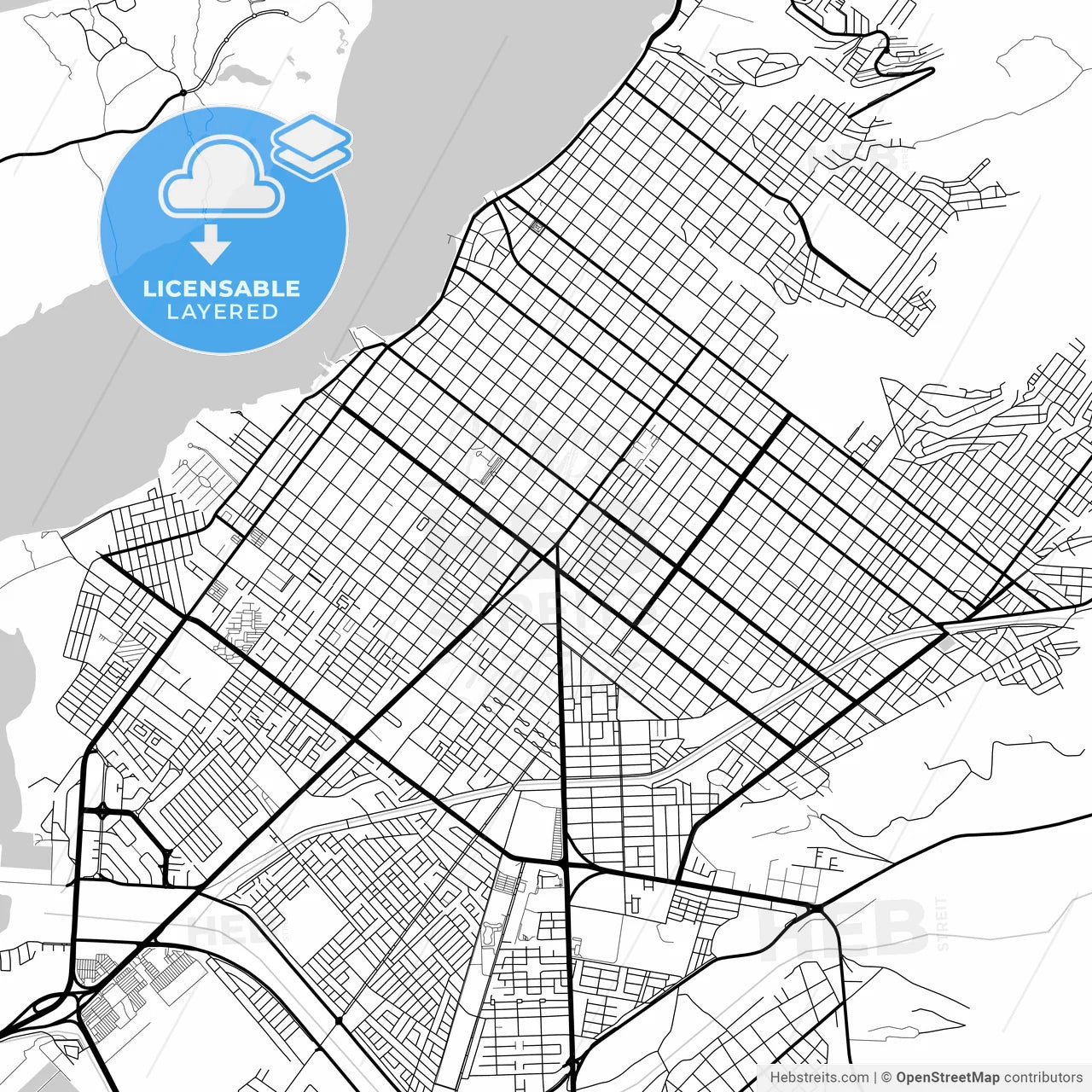 Layered PDF map of La Paz, Baja California Sur, Mexico