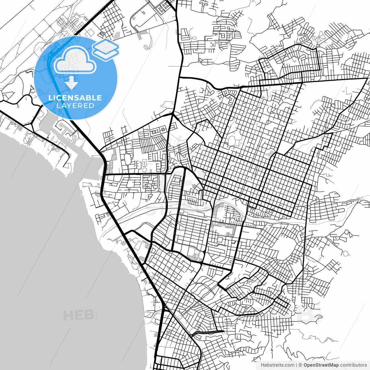 Layered PDF map of Puerto Vallarta, Jalisco, Mexico