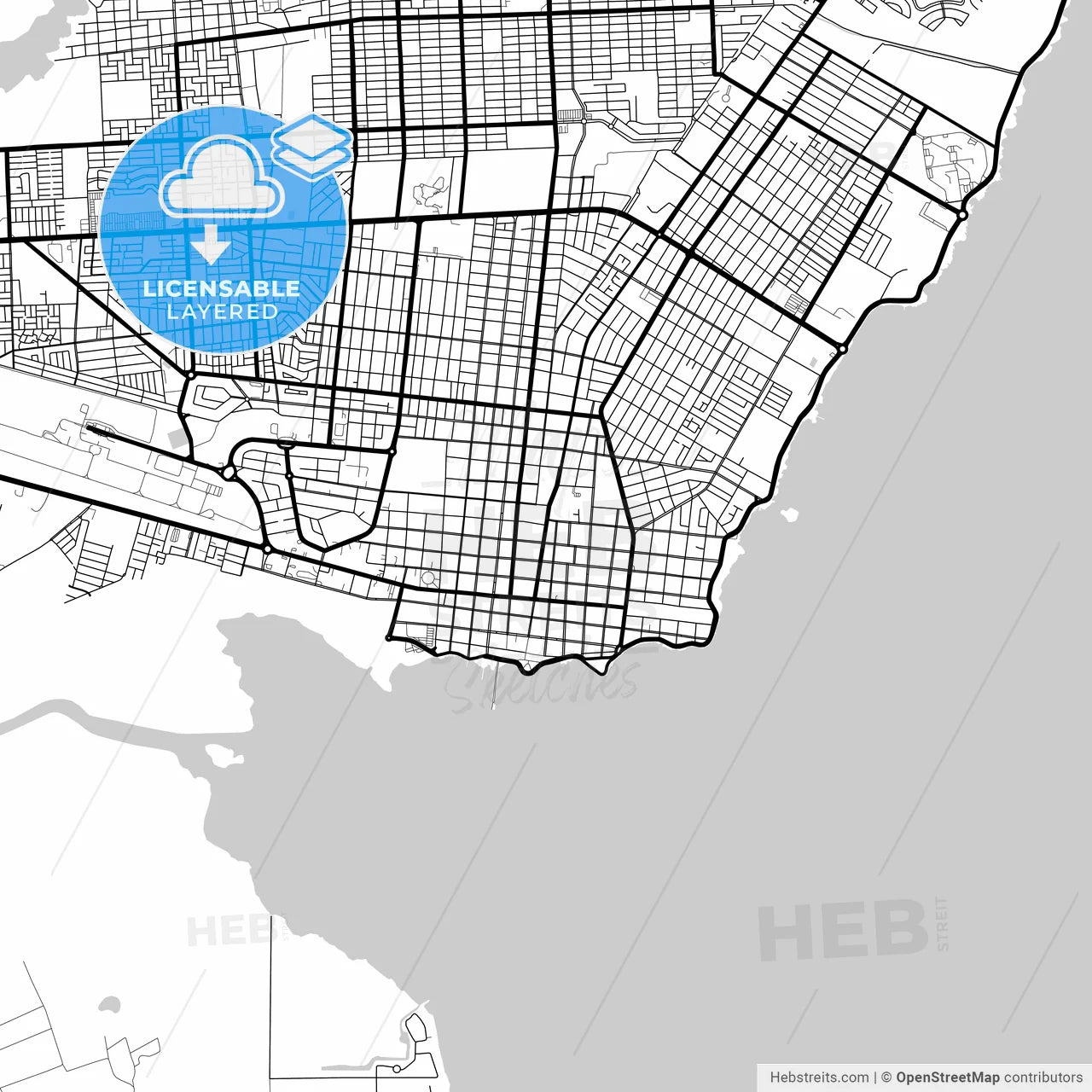 Layered PDF map of Chetumal, Quintana Roo, Mexico