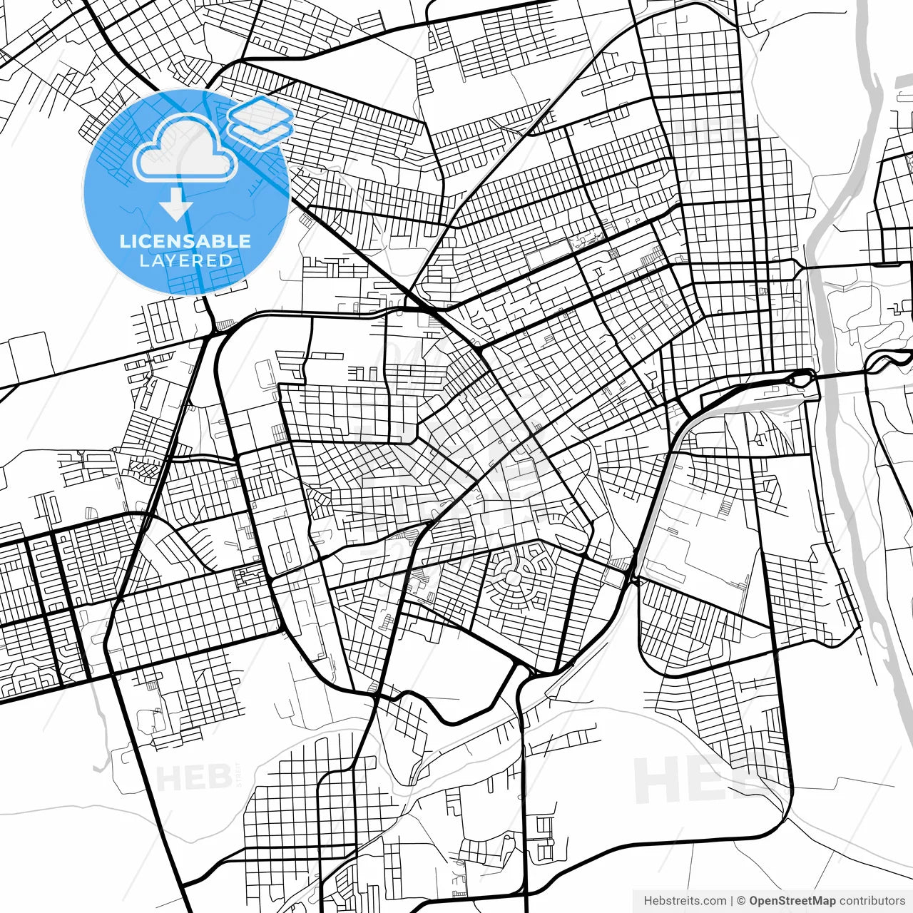 Layered PDF map of Piedras Negras, Coahuila, Mexico