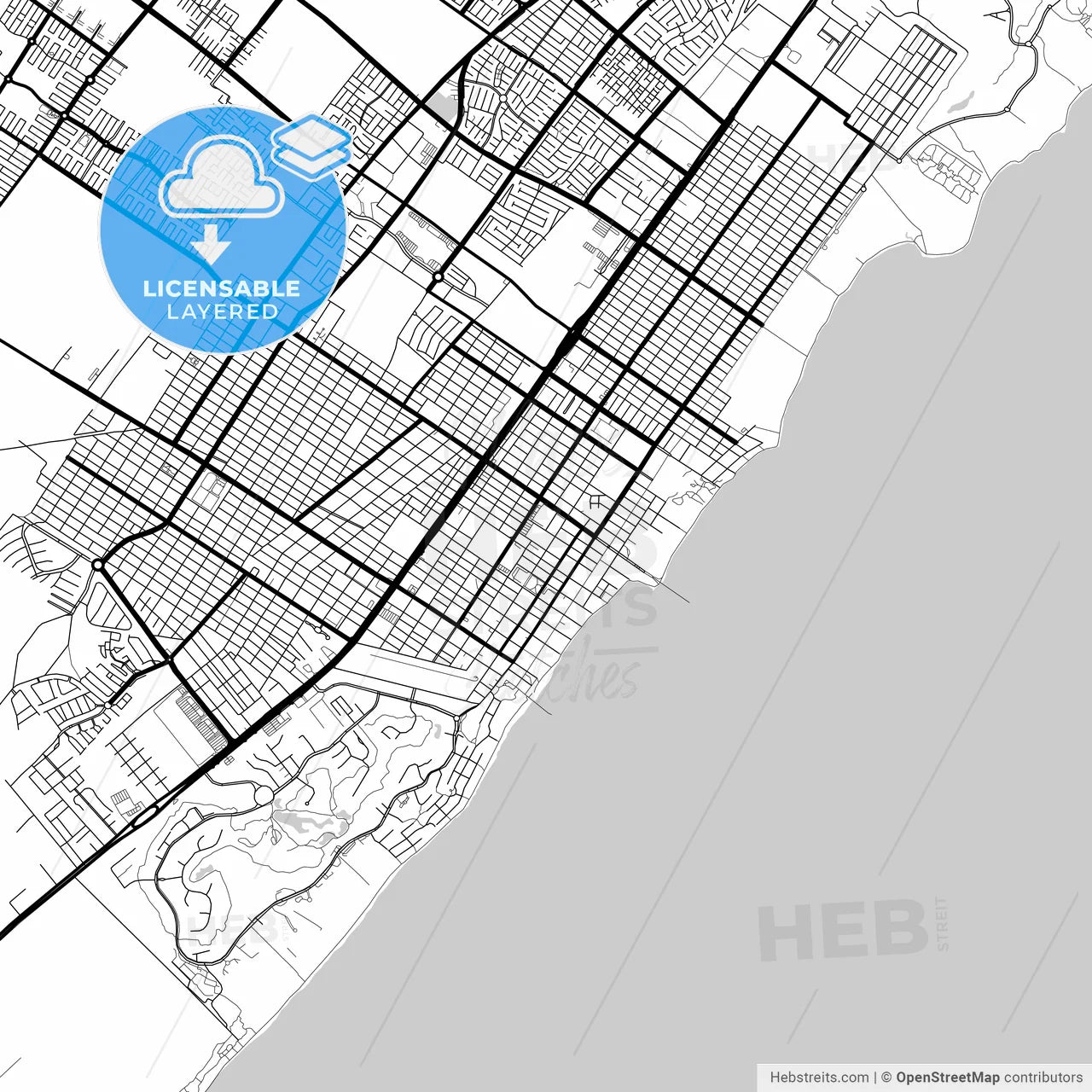 Layered PDF map of Playa del Carmen, Quintana Roo, Mexico