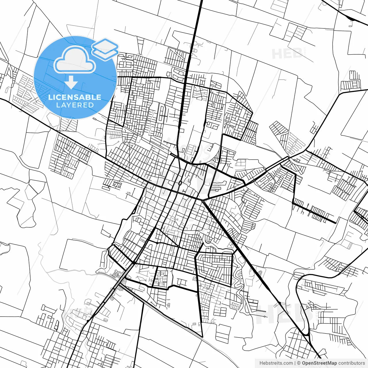 Layered PDF map of Zamora, Michoacán, Mexico