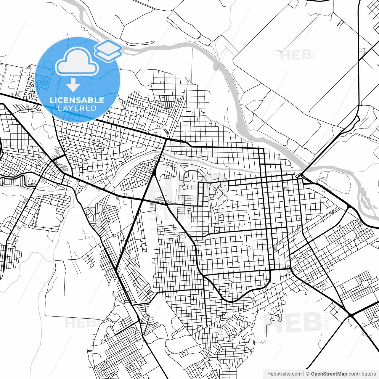 Layered PDF map of Ciudad Acuña, Coahuila, Mexico