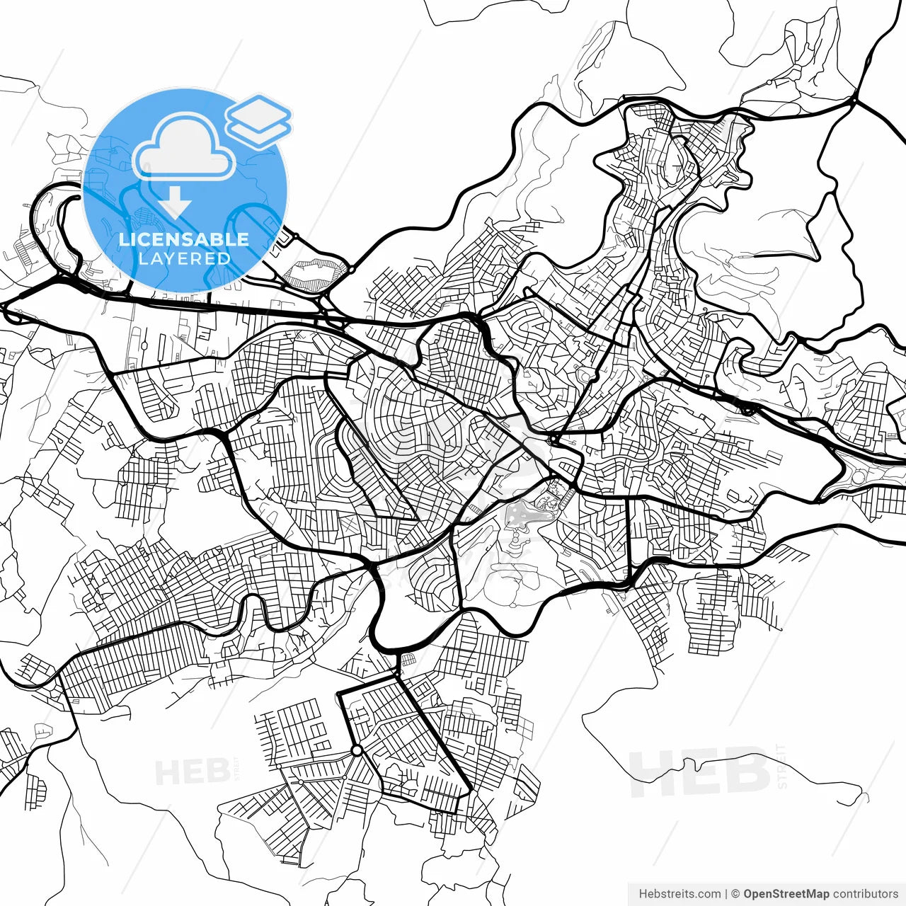 Layered PDF map of Zacatecas, Zacatecas, Mexico