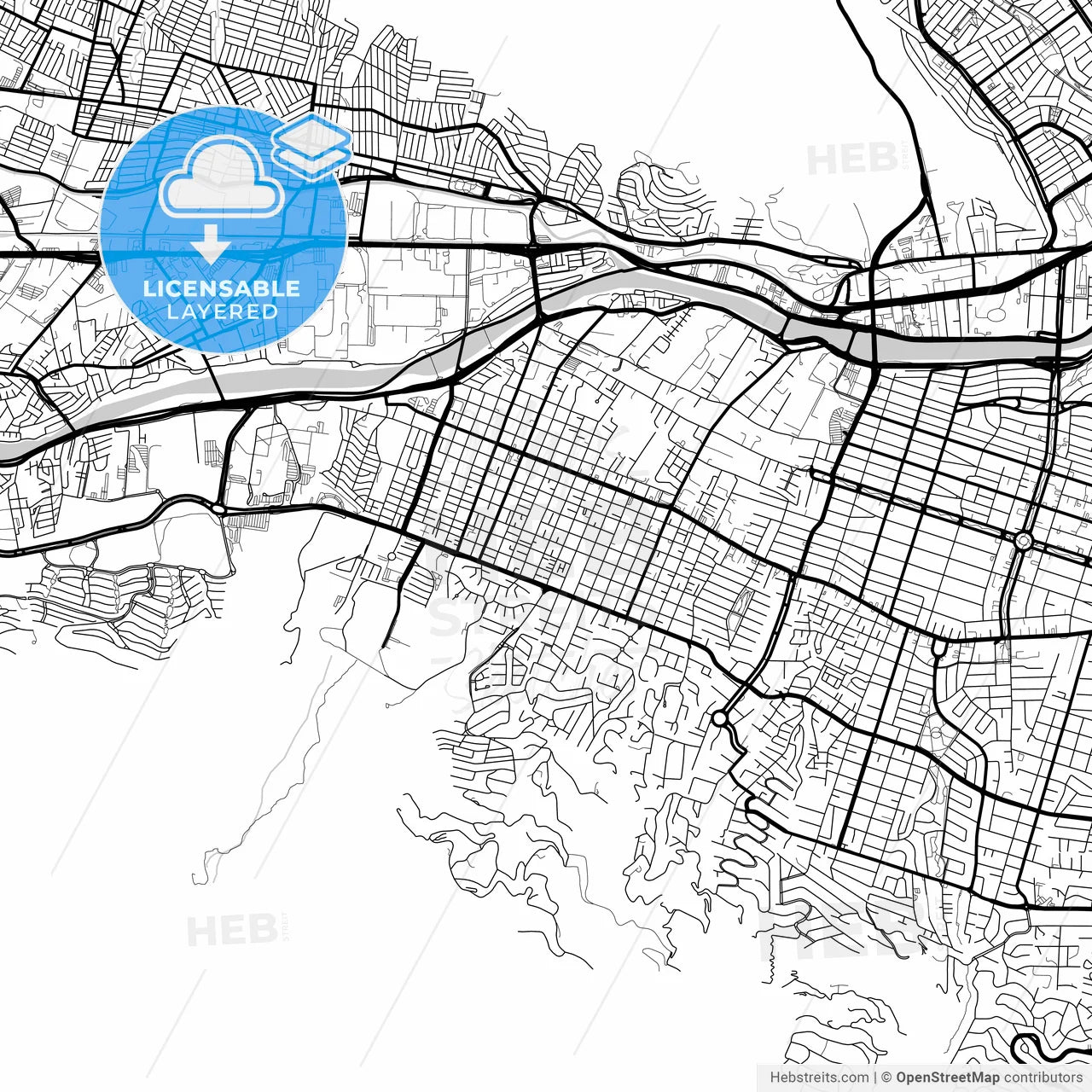Layered PDF map of San Pedro Garza García, Nuevo León, Mexico