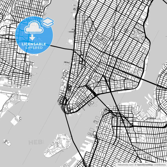 Layered PDF map of New York City, New York, United States