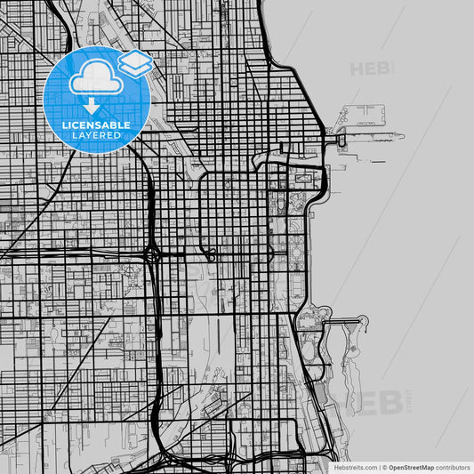 Layered PDF map of Chicago, Illinois, United States