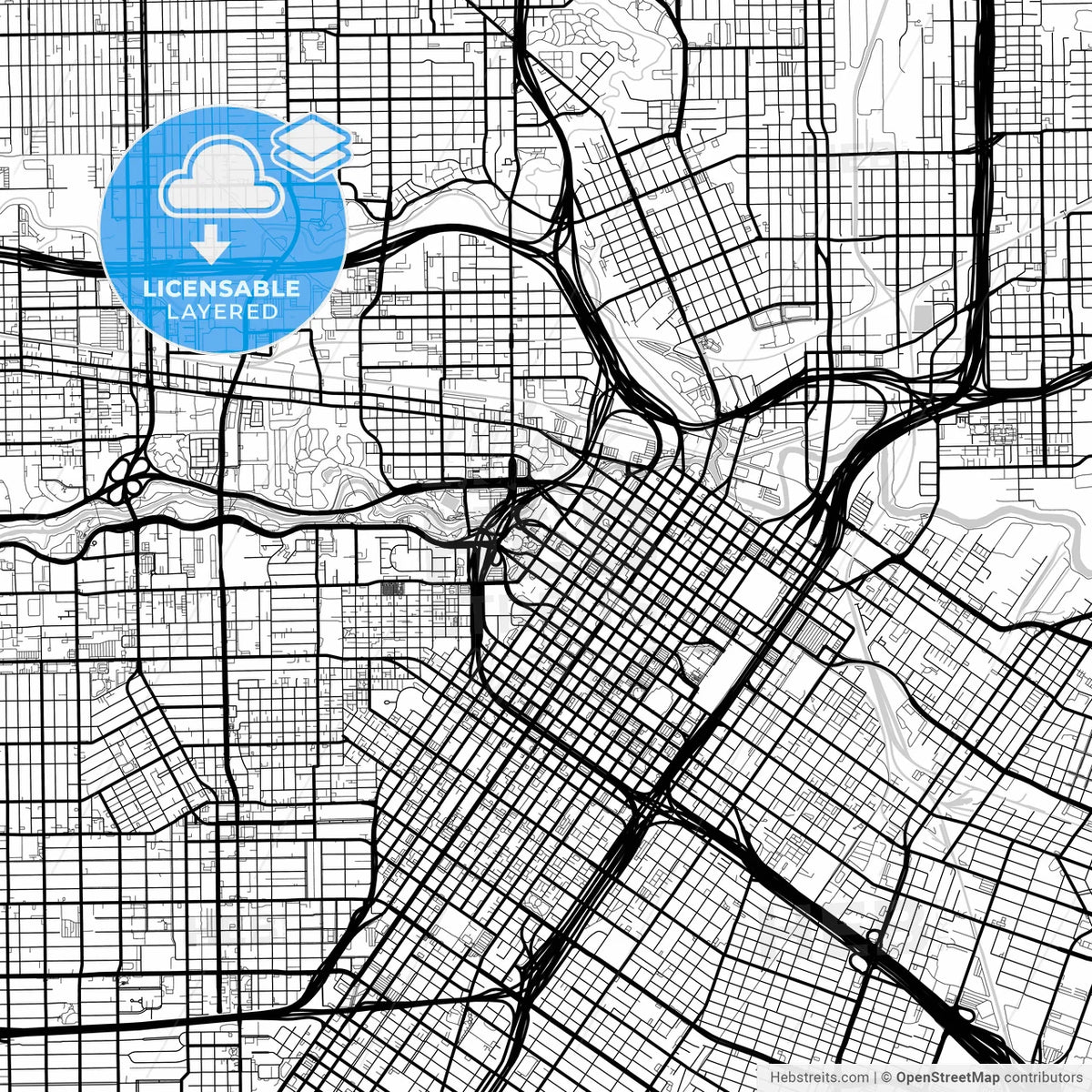 Layered PDF map of Houston, Texas, United States