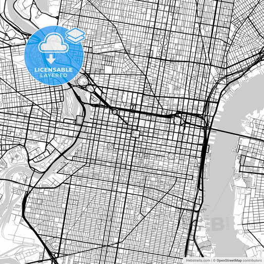 Layered PDF map of Philadelphia, Pennsylvania, United States