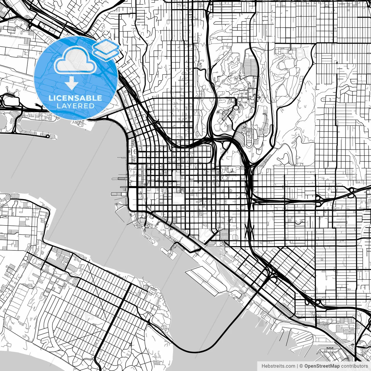 Layered PDF map of San Diego, California, United States