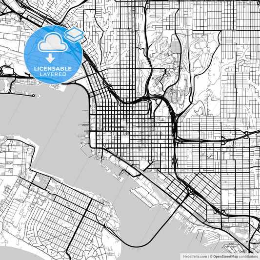 Layered PDF map of San Diego, California, United States