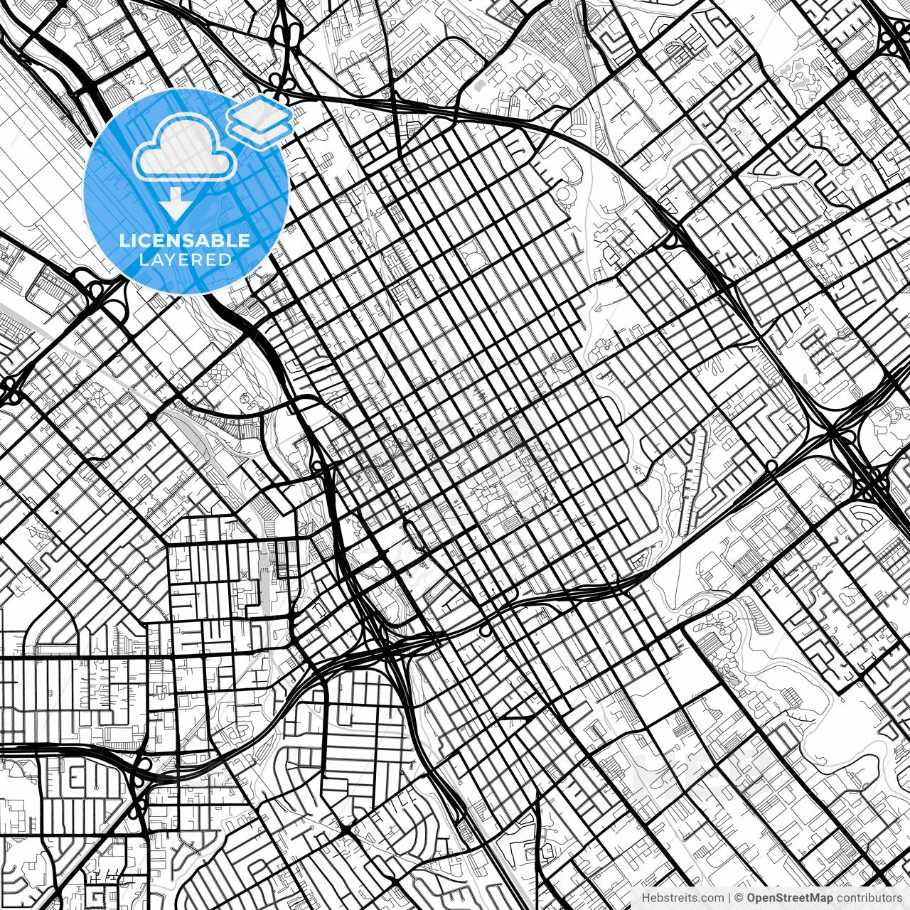 Layered PDF map of San Jose, California, United States
