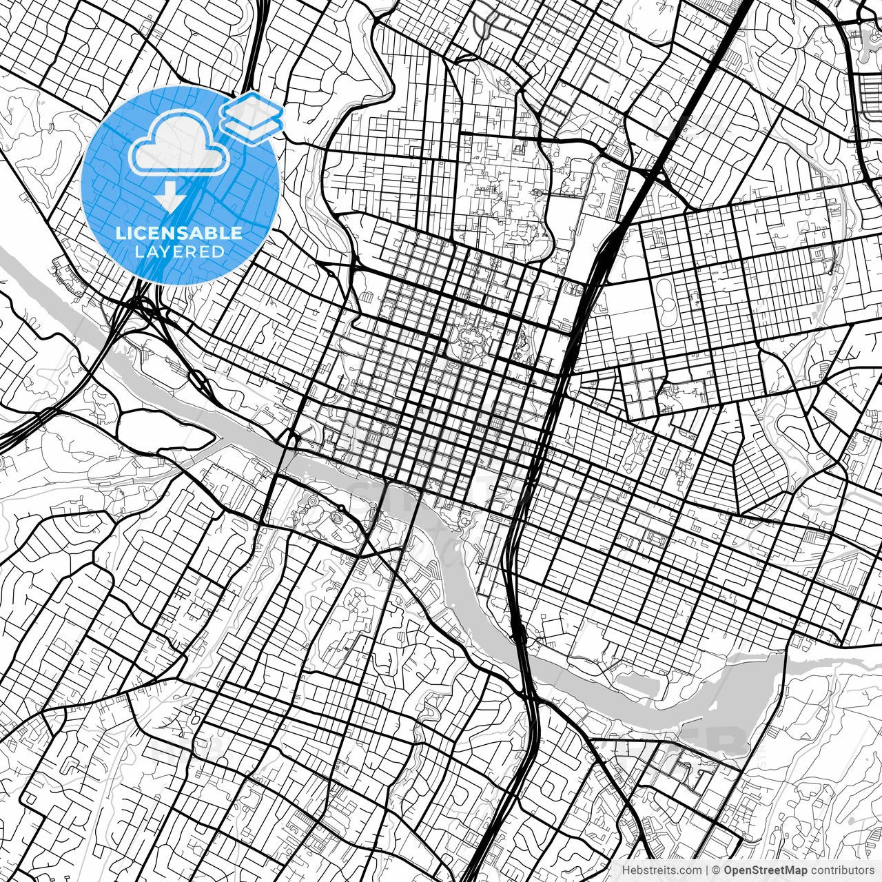 Layered PDF map of Austin, Texas, United States