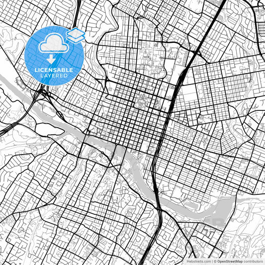 Layered PDF map of Austin, Texas, United States