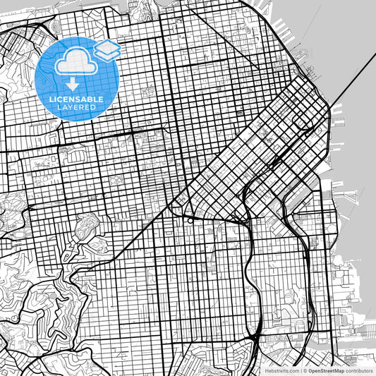 Layered PDF map of San Francisco, California, United States