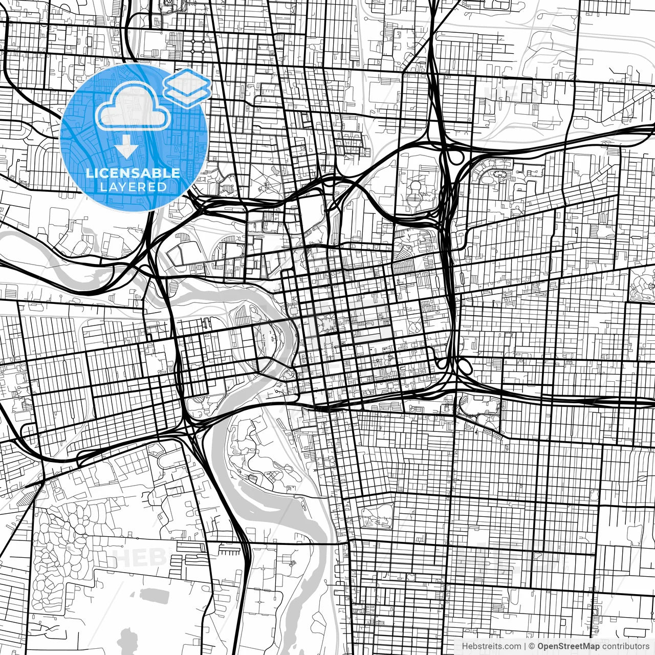 Layered PDF map of Columbus, Ohio, United States