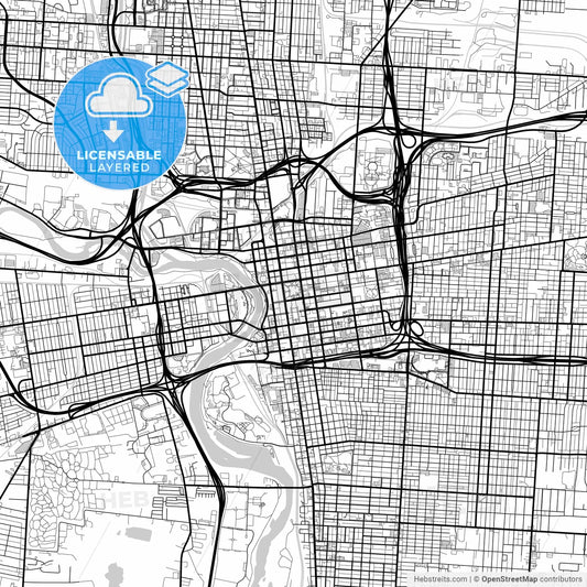Layered PDF map of Columbus, Ohio, United States