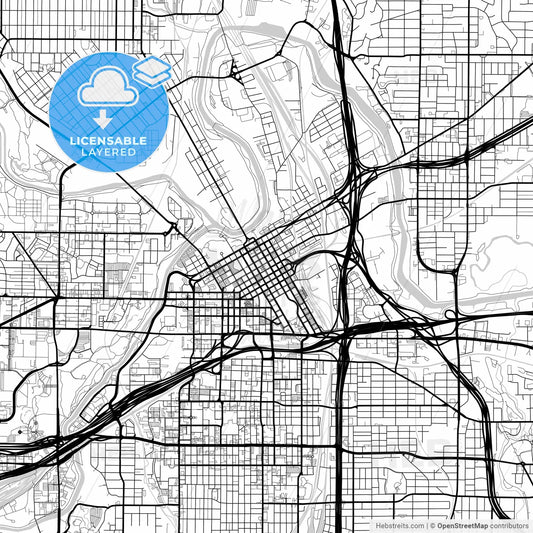 Layered PDF map of Fort Worth, Texas, United States