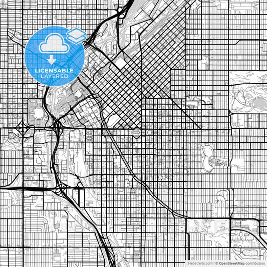 Layered PDF map of Denver, Colorado, United States