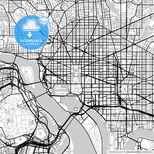Layered PDF map of Washington, D.C., United States