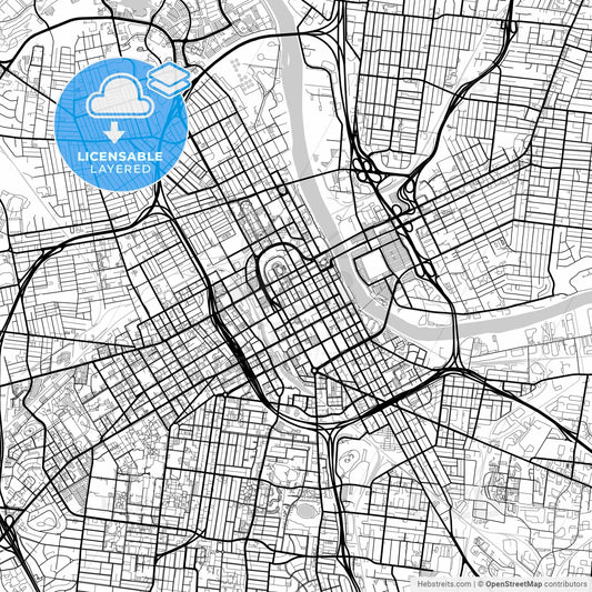Layered PDF map of Nashville, Tennessee, United States