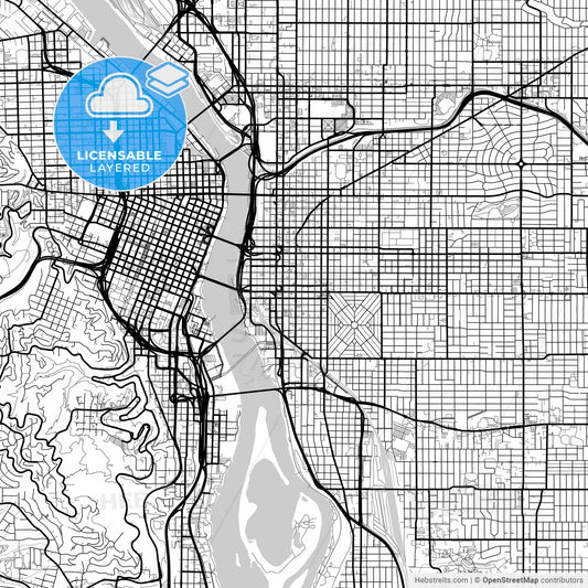 Layered PDF map of Portland, Oregon, United States