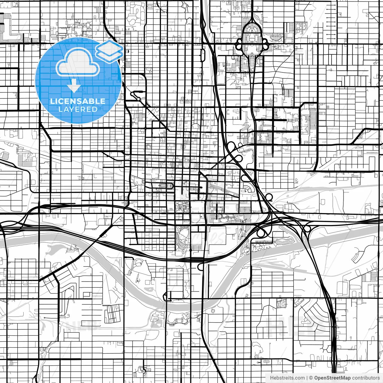 Layered PDF map of Oklahoma City, Oklahoma, United States