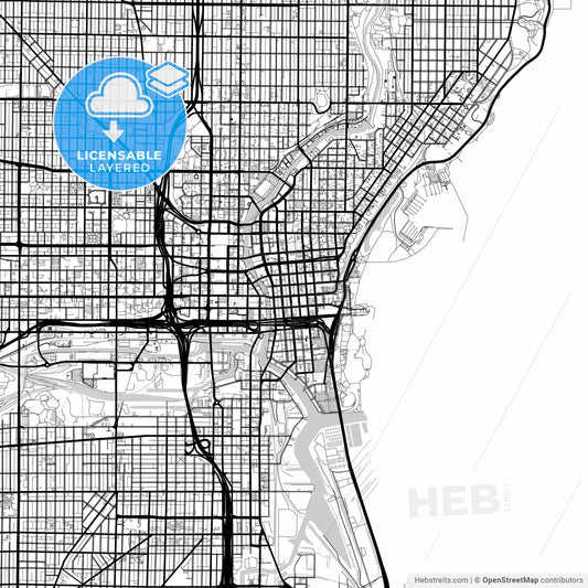 Layered PDF map of Milwaukee, Wisconsin, United States