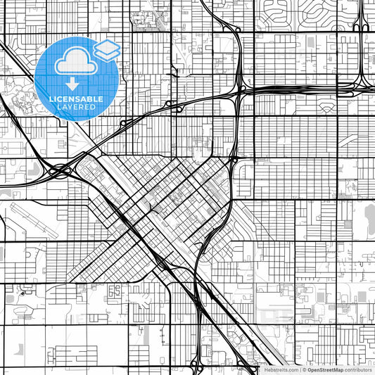 Layered PDF map of Fresno, California, United States
