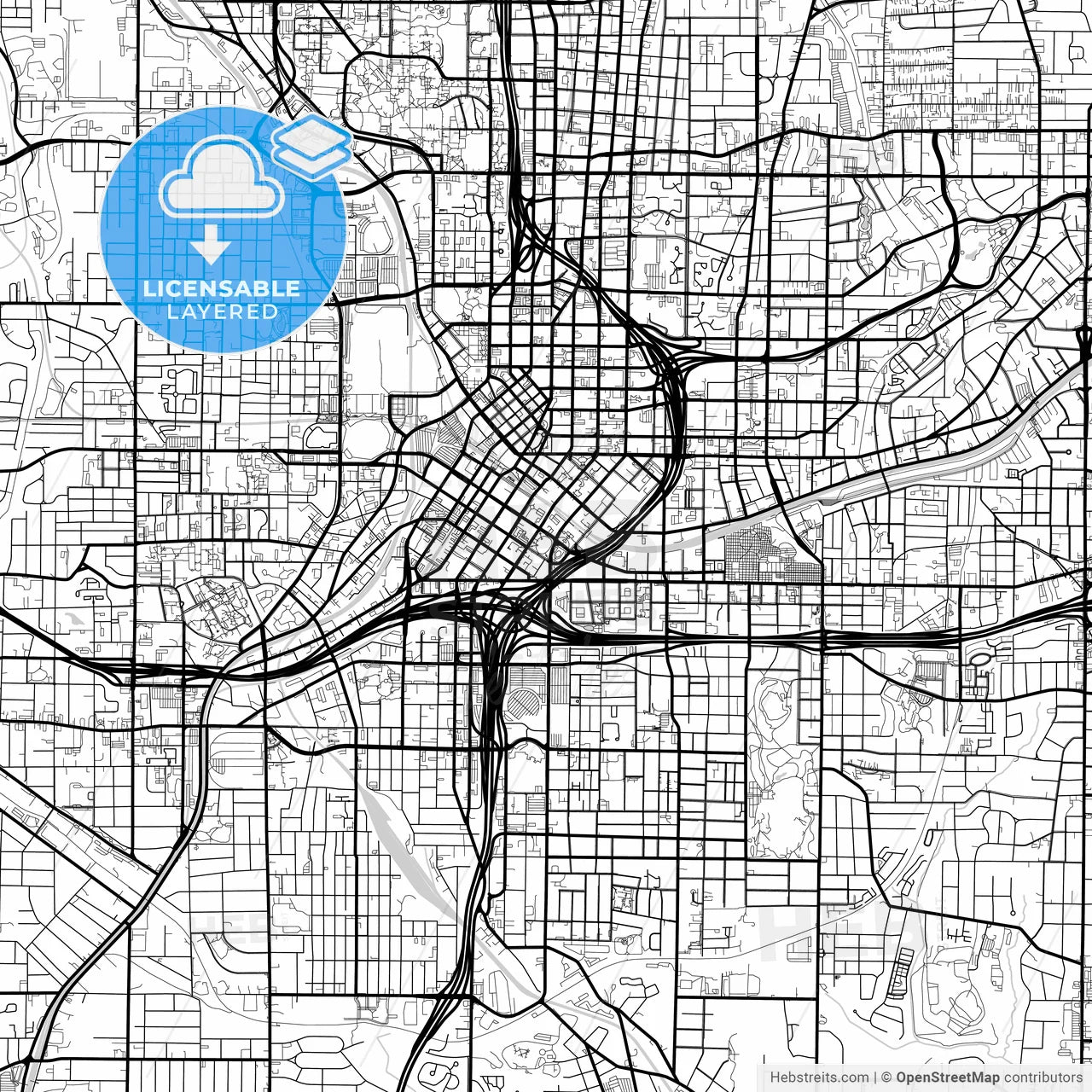 Layered PDF map of Atlanta, Georgia, United States
