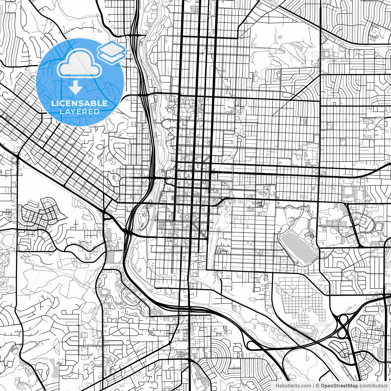 Layered PDF map of Colorado Springs, Colorado, United States