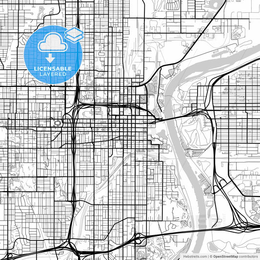Layered PDF map of Omaha, Nebraska, United States