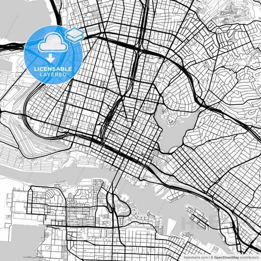 Layered PDF map of Oakland, California, United States