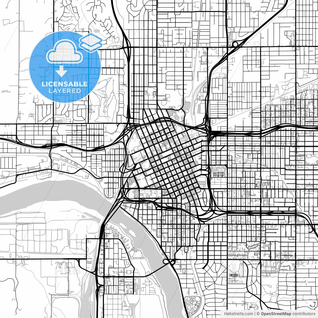 Layered PDF map of Tulsa, Oklahoma, United States