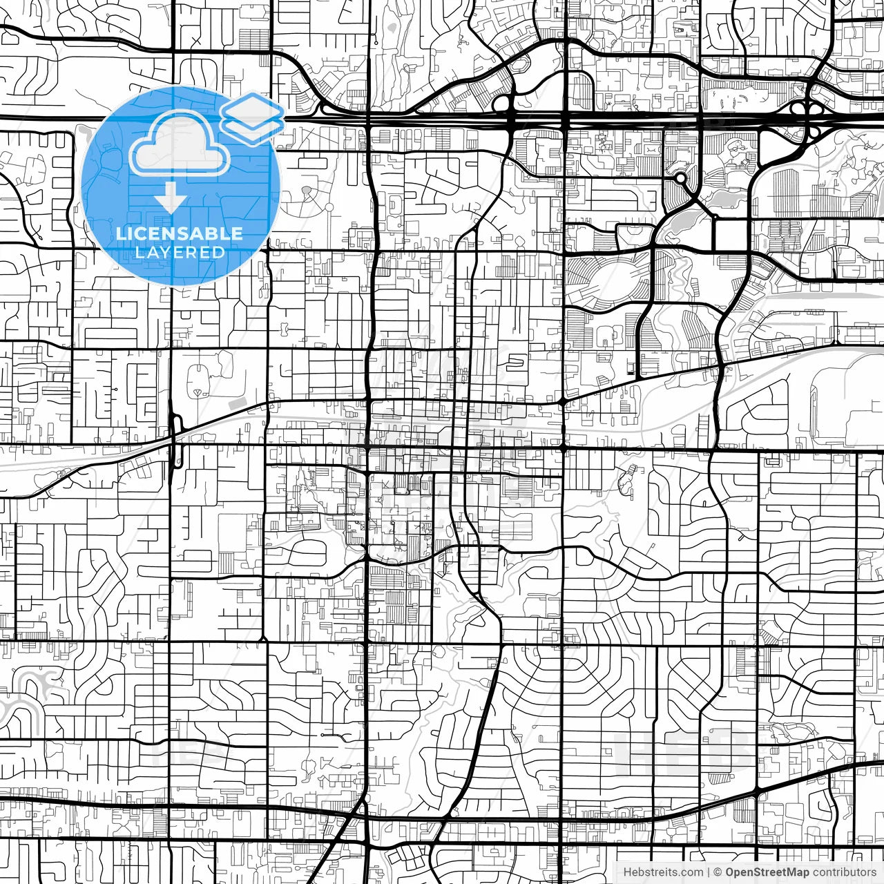 Layered PDF map of Arlington, Texas, United States