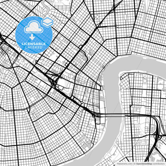 Layered PDF map of New Orleans, Louisiana, United States