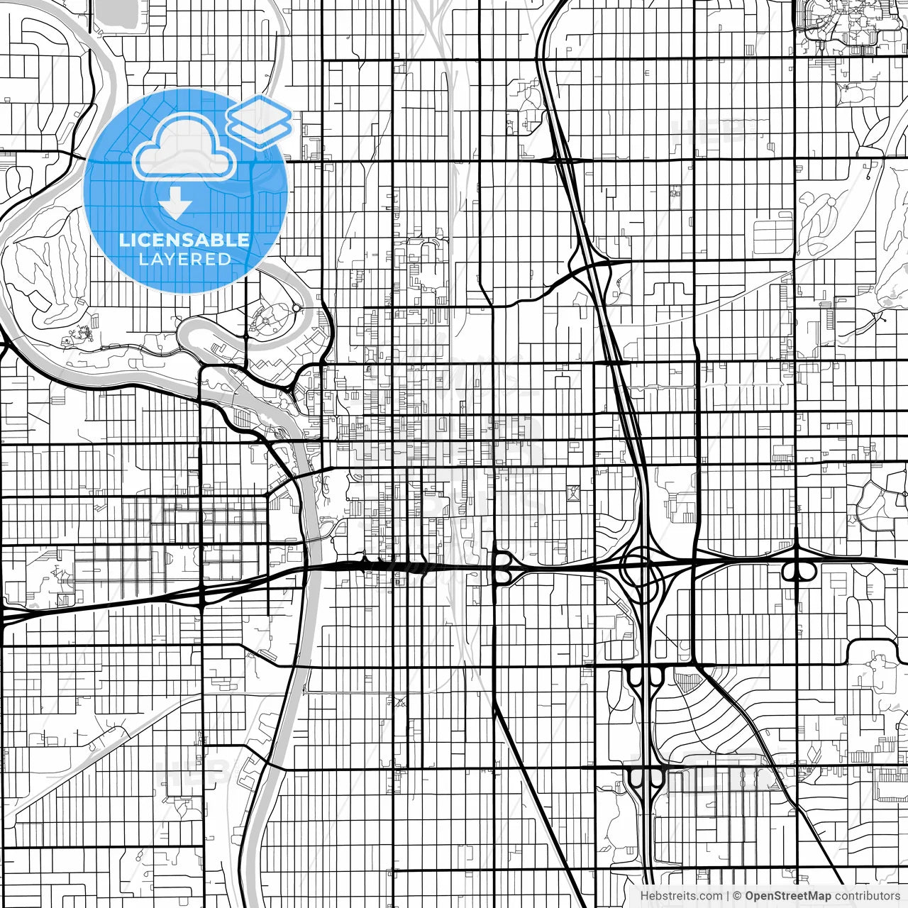 Layered PDF map of Wichita, Kansas, United States