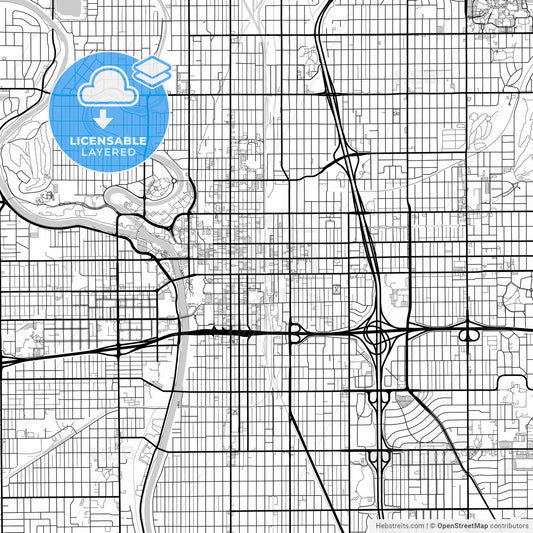 Layered PDF map of Wichita, Kansas, United States